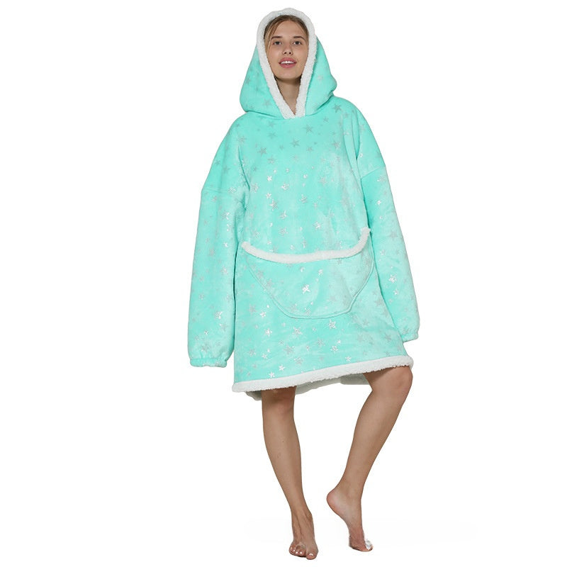 Cozy Lamb Wool Hooded Blanket Pullover | Warm & Soft Wearable Blanket