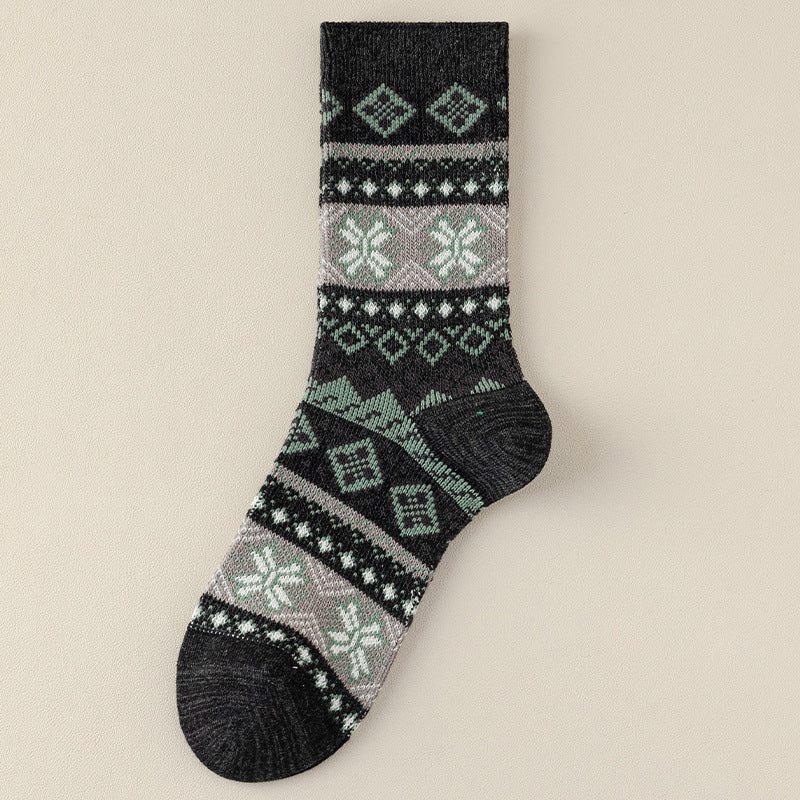 Men's Retro Geometric Pattern Cotton Socks | Stylish & Comfortable
