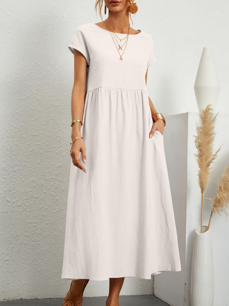 Sleeveless Cotton Linen Pocket Dress | Comfortable Versatile Style