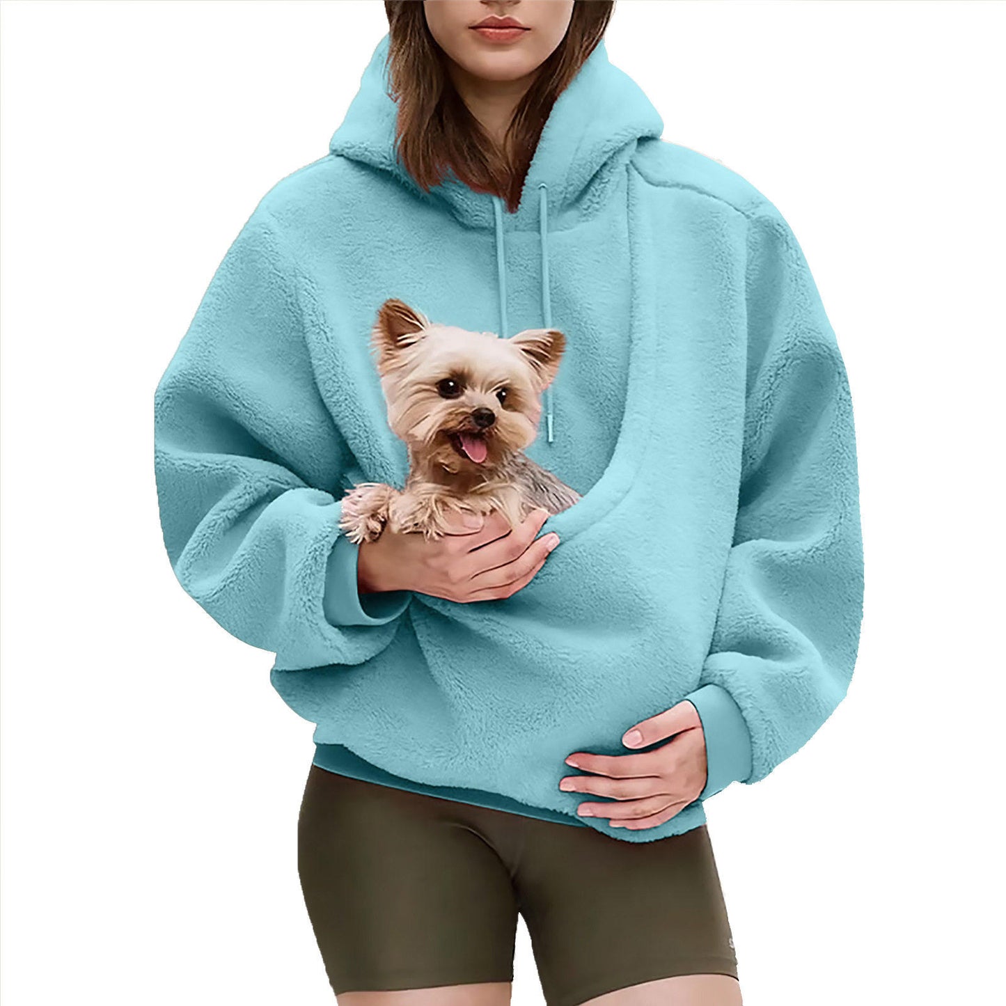 Hooded Plush Pet Carrier Sweatshirt | Stylish & Cozy Pet Transport