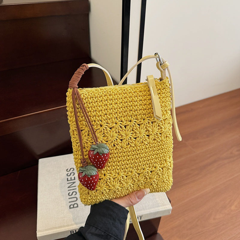 Woven Crossbody Bag with Adjustable Strap