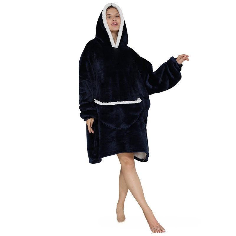 Cozy Lamb Wool Hooded Blanket Pullover | Warm & Soft Wearable Blanket