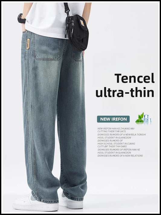 Ultra-Thin Loose Straight Leg Jeans for Men | Lightweight Comfort