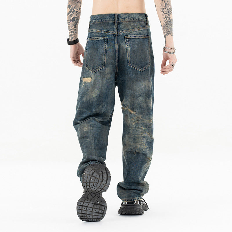 Washed Japanese Casual Straight Jeans | Vintage Comfort Style