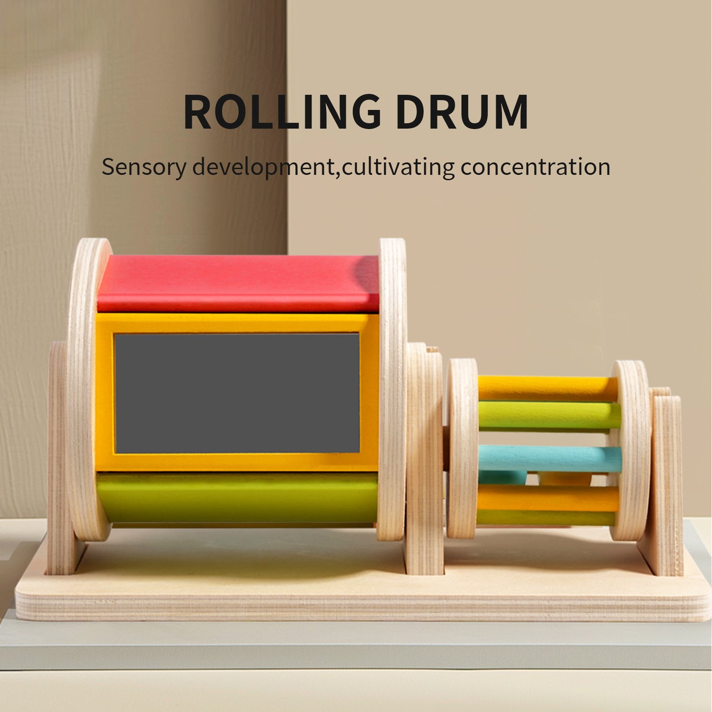 Montessori Wooden Textile Drum Toy | Fun & Educational Play