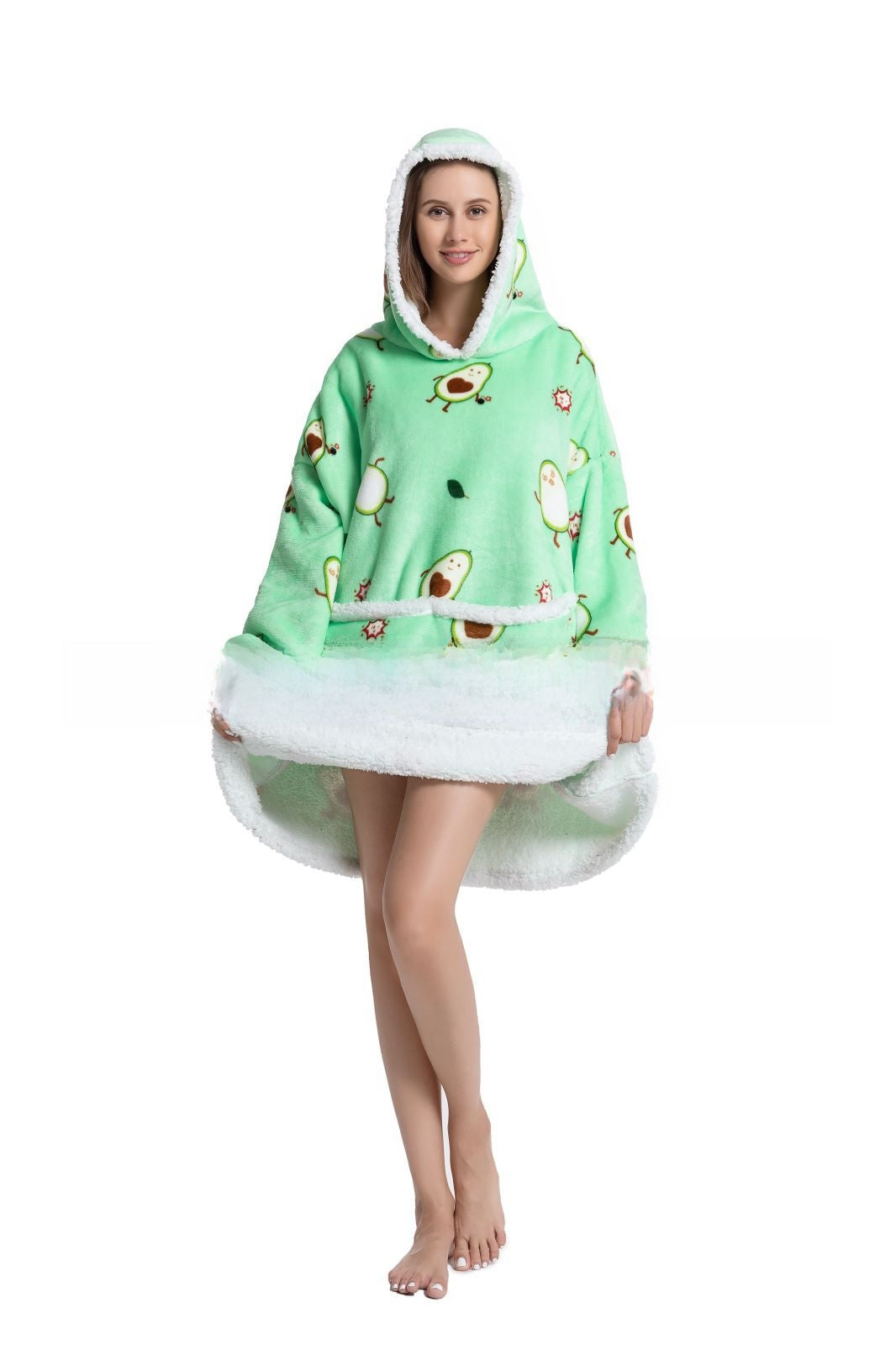 Cozy Lamb Wool Hooded Blanket Pullover | Warm & Soft Wearable Blanket