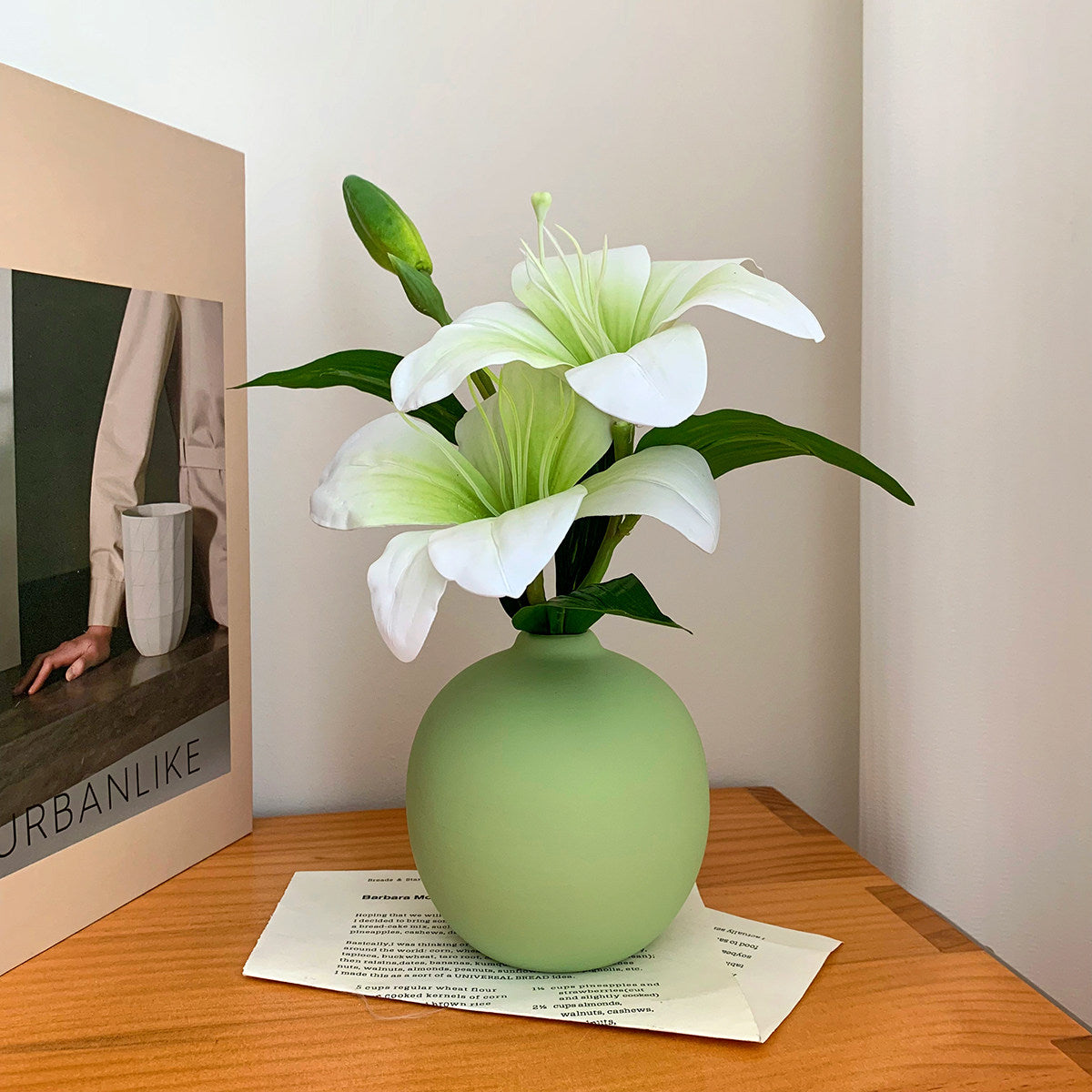 Artificial Lily Flowers with Elegant Ceramic Vase | Home Decor