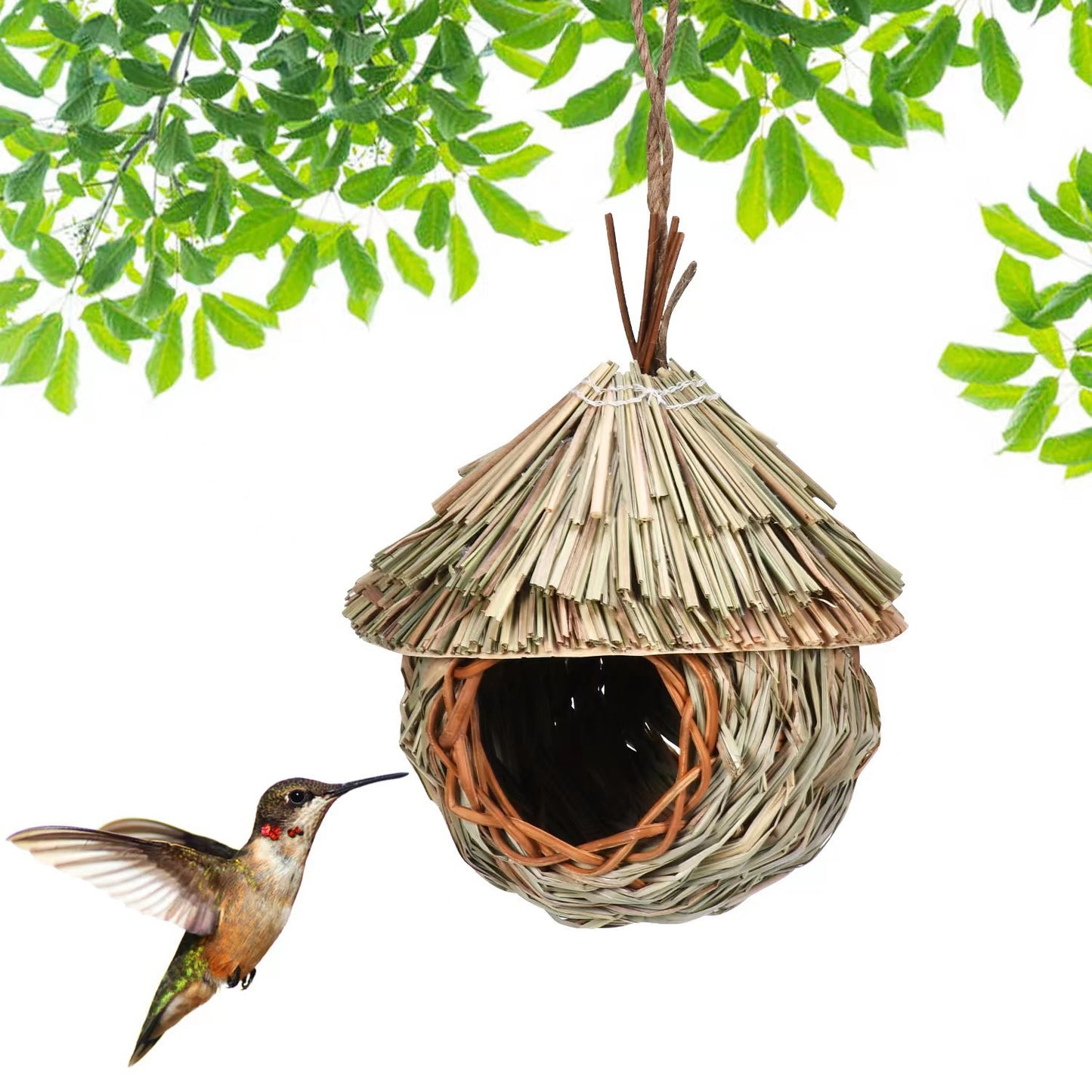 Eco-friendly Straw Bird's Nest | Stylish Hanging Birdhouse