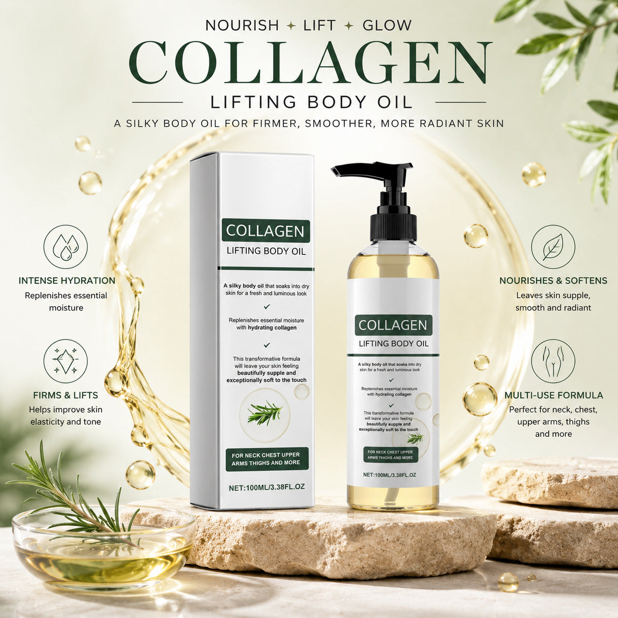 Collagen Lifting Body Oil | Enhance Skin Elasticity & Brightness