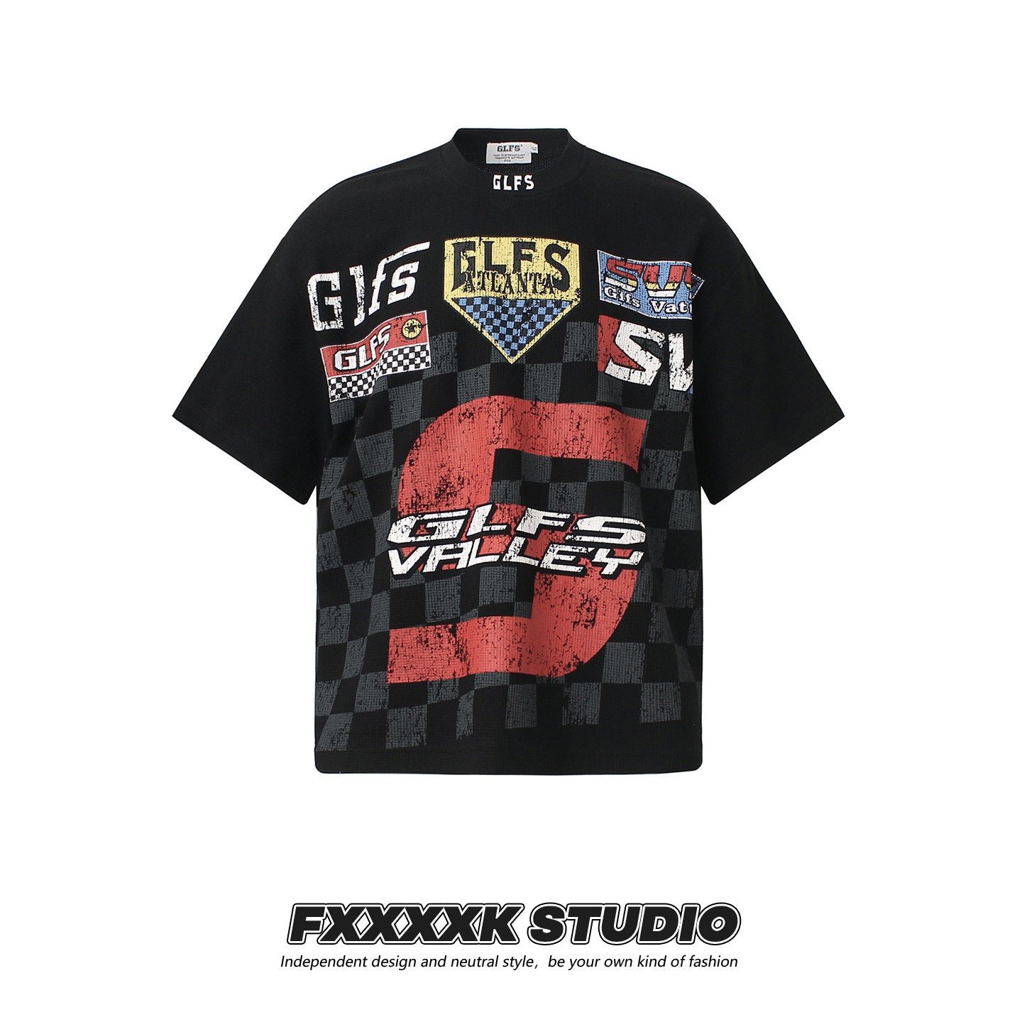 Checkered Flag Print Streetwear T-Shirt | Casual Racing Style