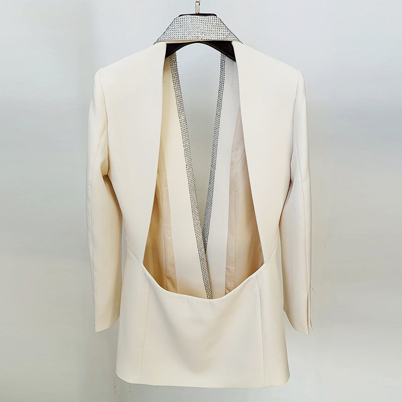 Women's Rhinestone Backless Blazer Dress | Elegant Fashion Statement