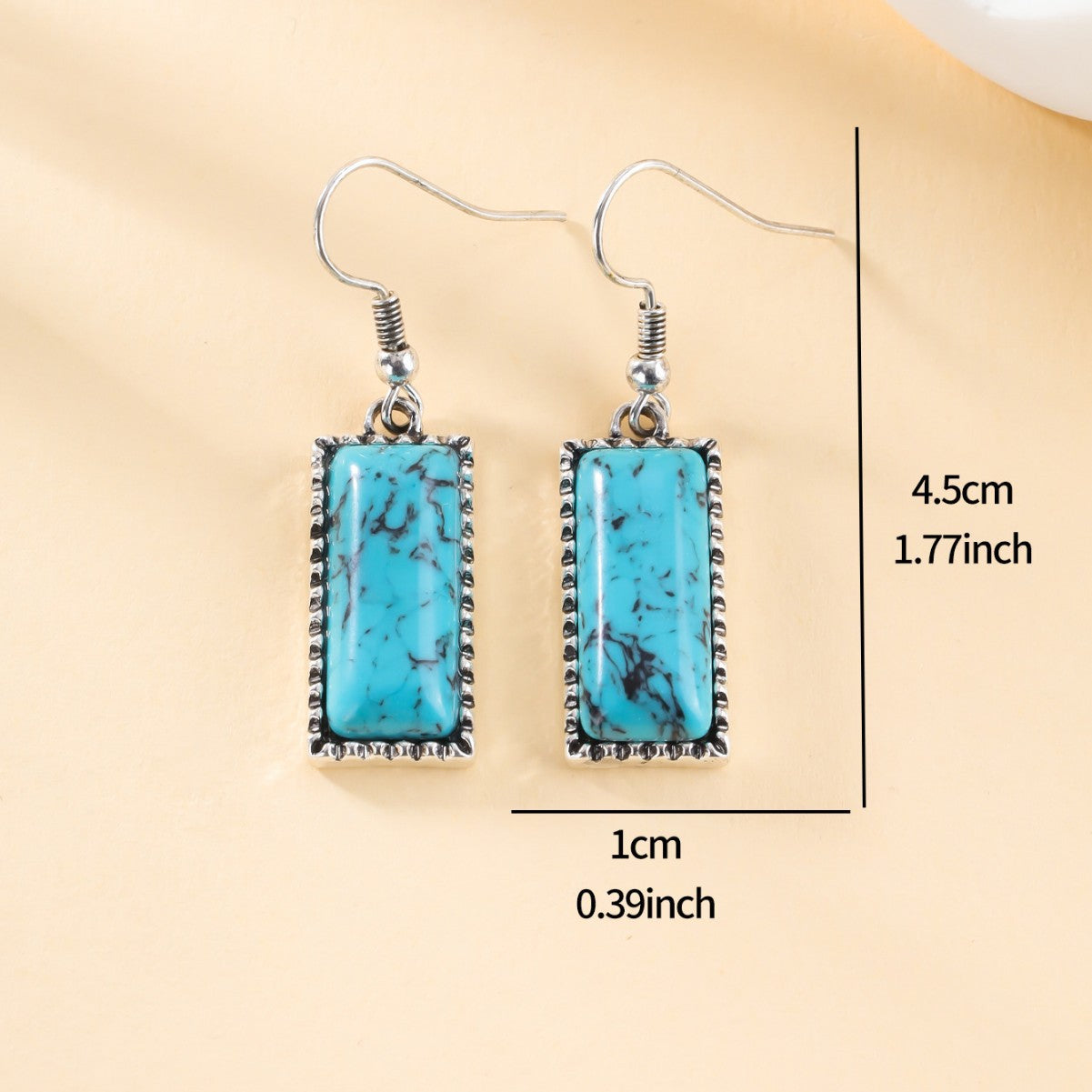 Vintage Rectangular Turquoise Stud Earrings | Elegant Jewelry