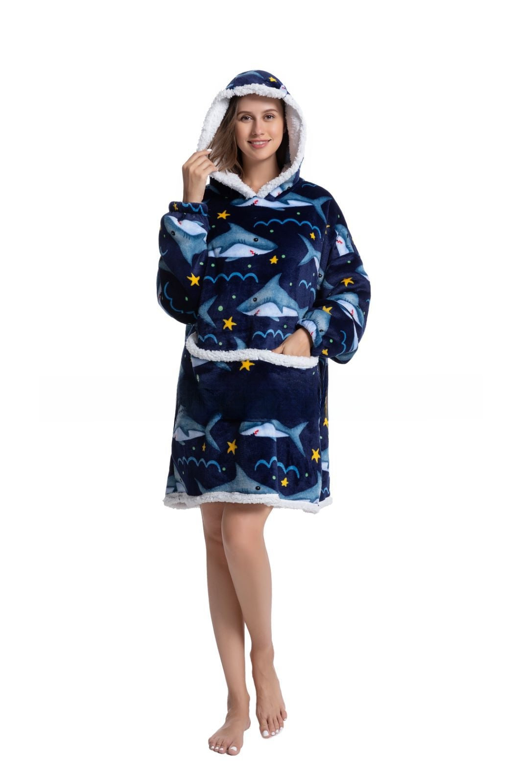 Cozy Lamb Wool Hooded Blanket Pullover | Warm & Soft Wearable Blanket