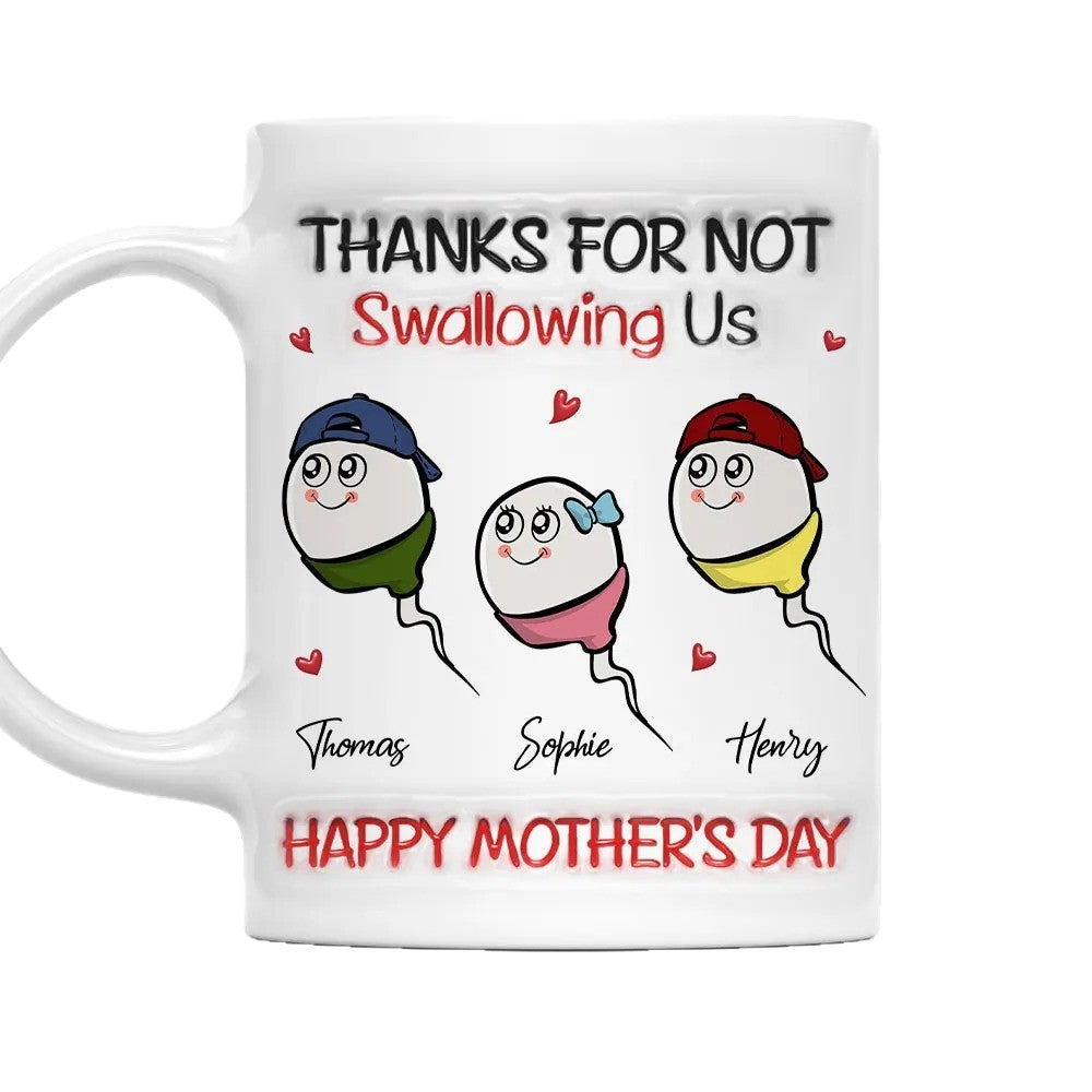 Family Cartoon Heart Design Ceramic Mug | Fun and Charming