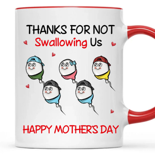 Family Cartoon Heart Design Ceramic Mug | Fun and Charming