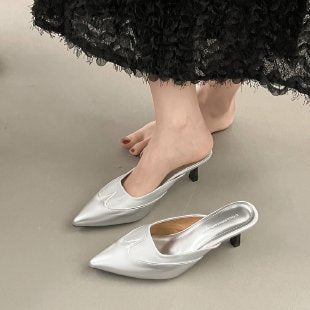 Vintage Stiletto Heel Slippers | Elegant Retro Comfort Footwear