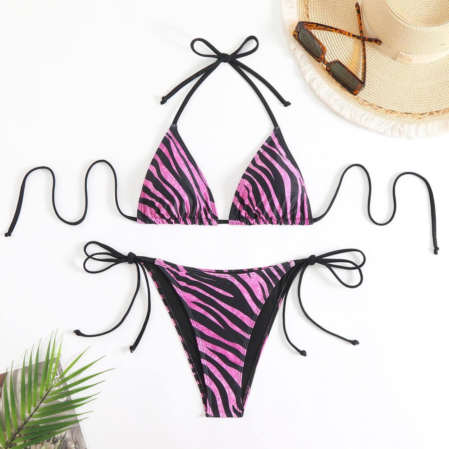 Zebra Print Lace-up Bikini Set | Stylish Beachwear for Summer
