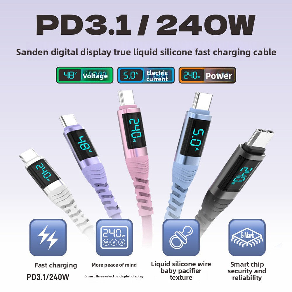 240W Digital Display Fast Charging Type-C Data Cable