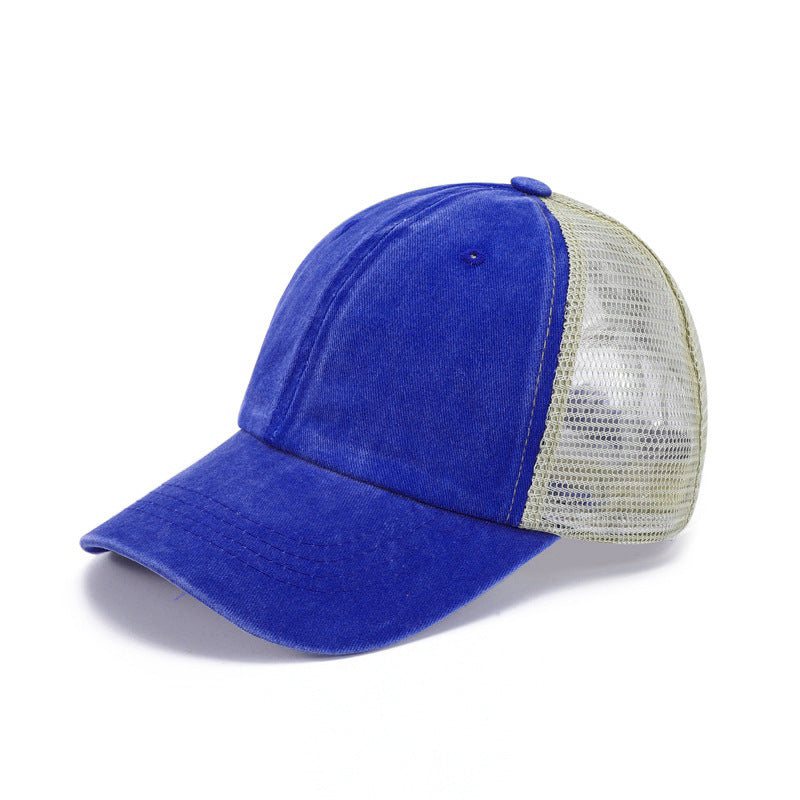 Washed Cotton Baseball Cap with Mesh Panels | Stylish & Breathable