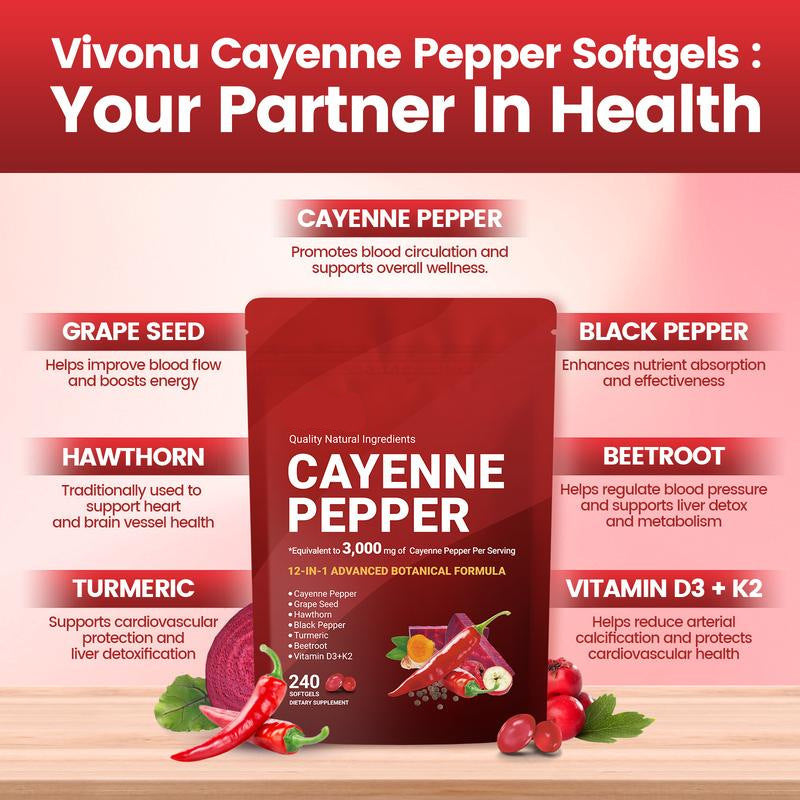 Cayenne Pepper Dietary Supplement Softgels | Natural Health Booster