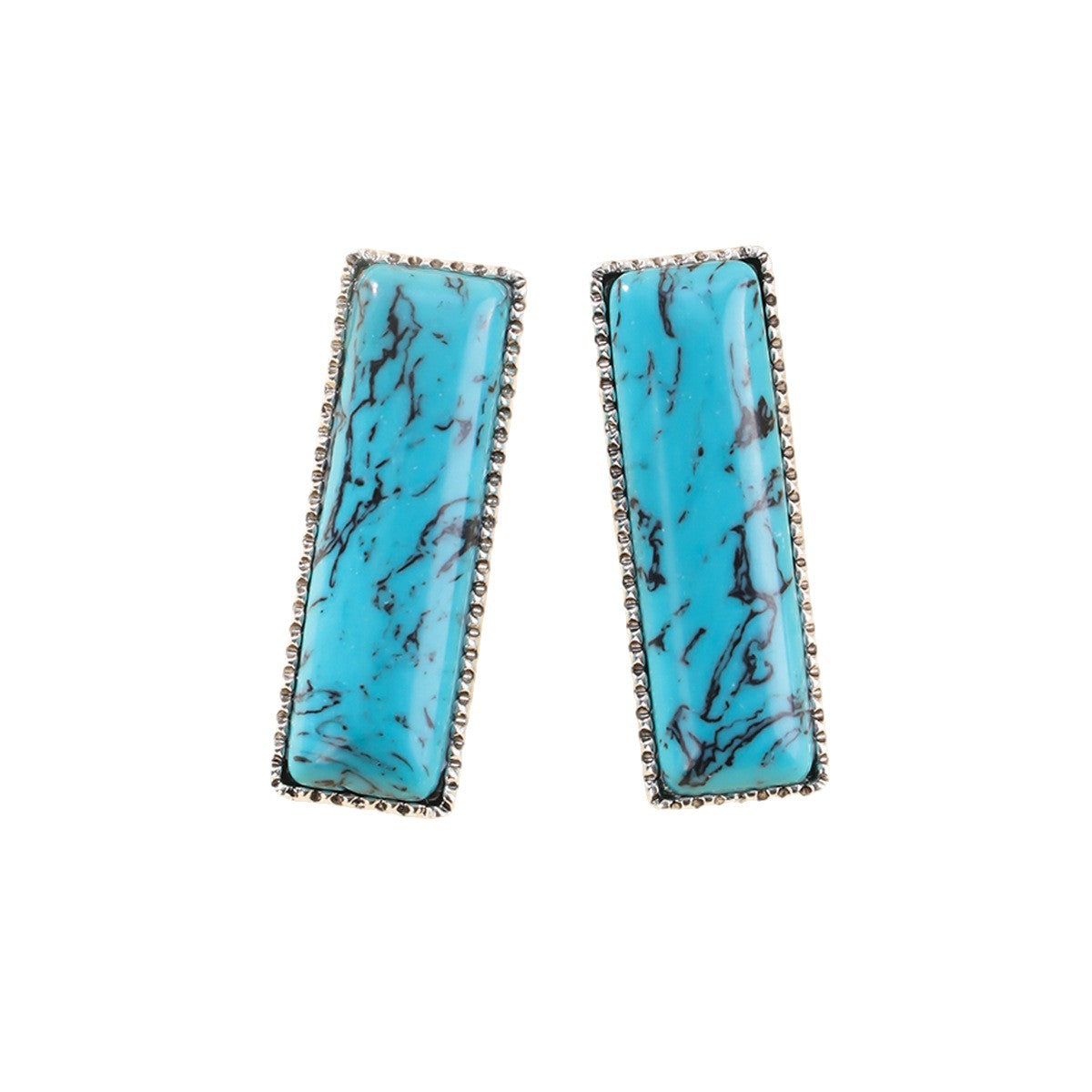 Vintage Rectangular Turquoise Stud Earrings | Elegant Jewelry