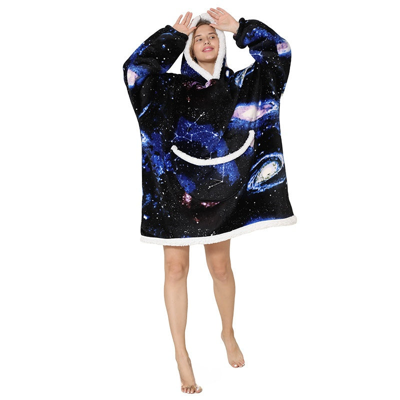 Cozy Lamb Wool Hooded Blanket Pullover | Warm & Soft Wearable Blanket
