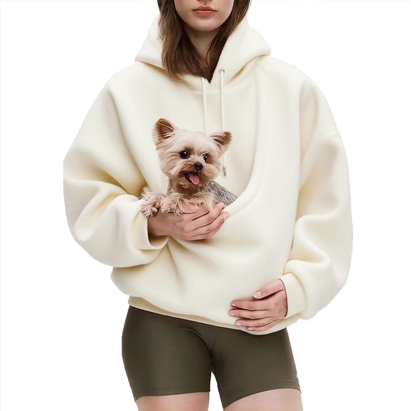 Hooded Plush Pet Carrier Sweatshirt | Stylish & Cozy Pet Transport