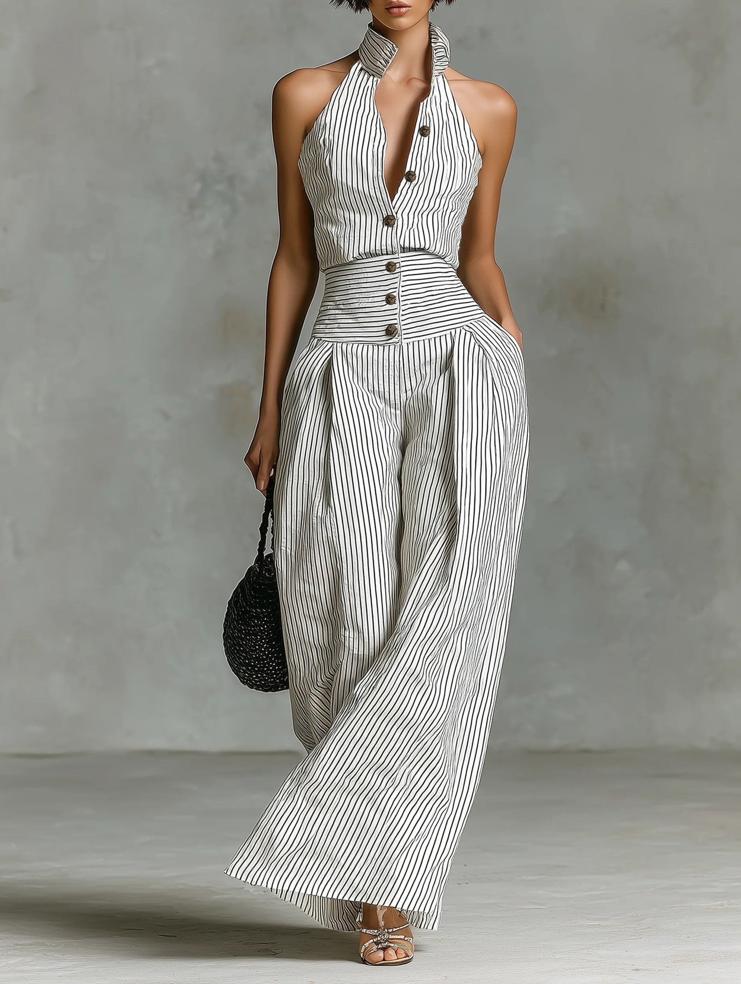 Trendy Striped Jumpsuit | Stylish Wide-Leg Summer Outfit
