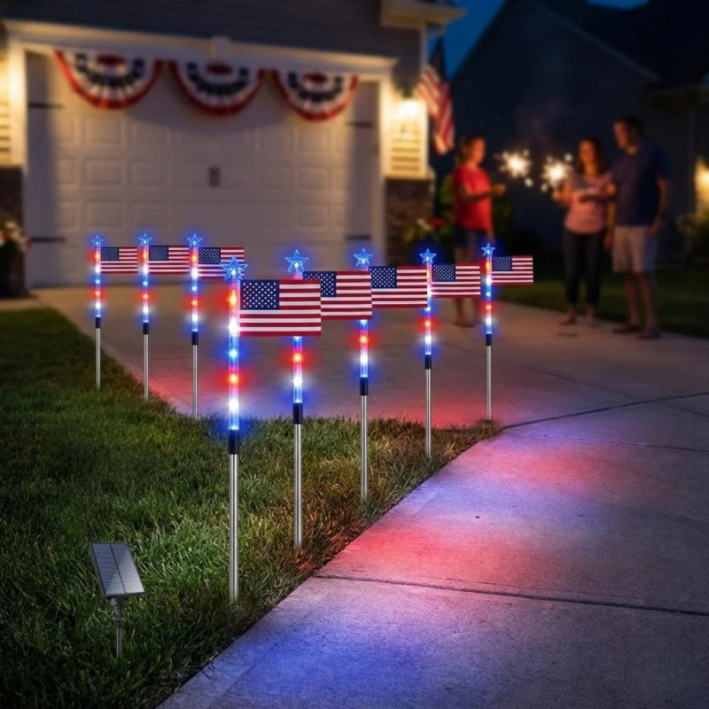 Solar Powered Patriotic Flag Light | Eco-Friendly Outdoor Decor