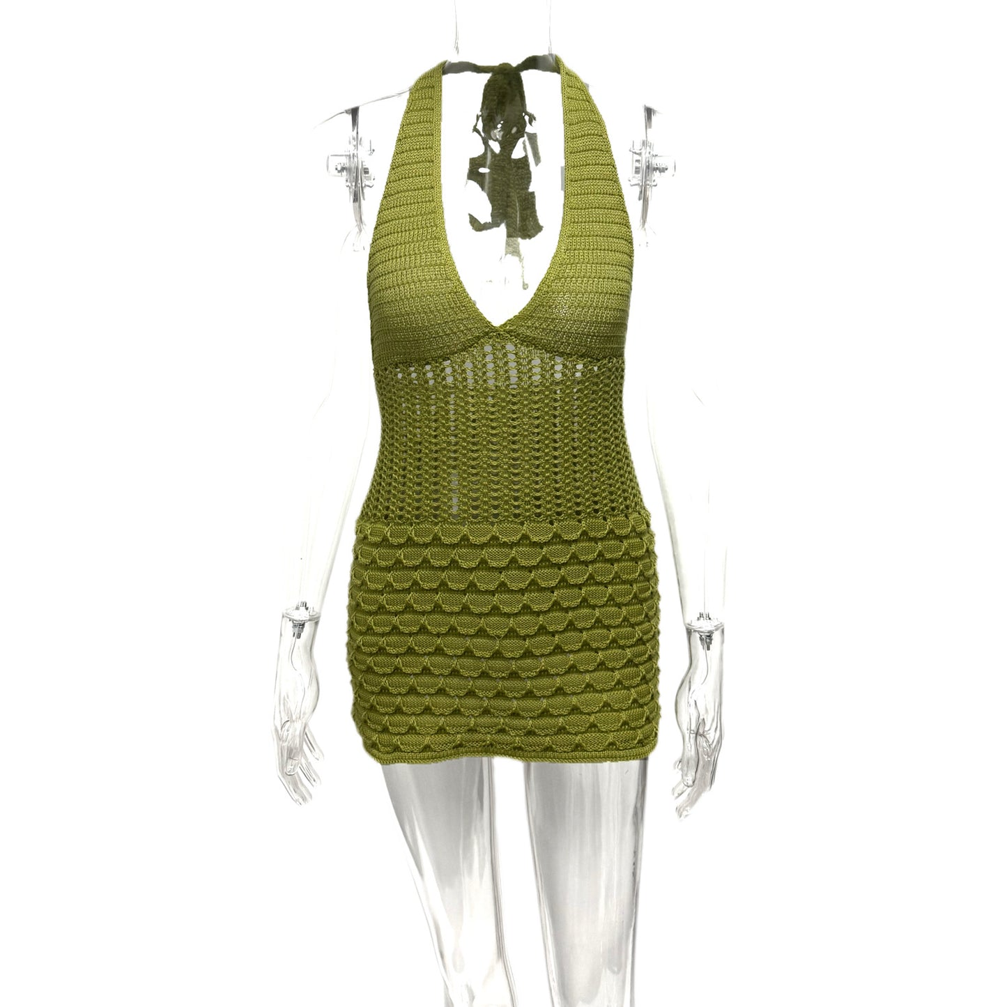 Stylish Lace-Up V-Neck Knitted Dress | Flattering & Comfortable