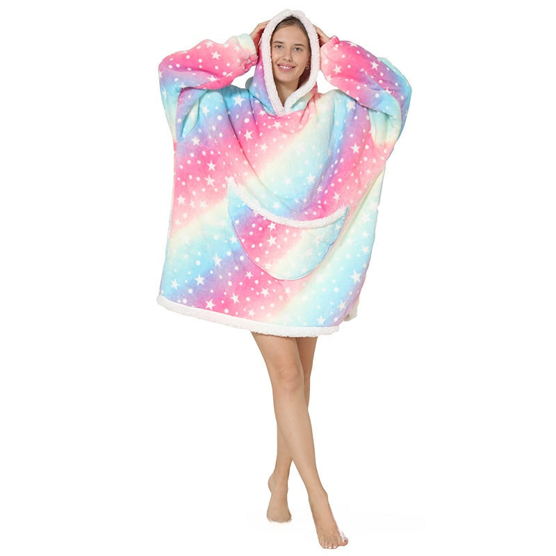 Cozy Lamb Wool Hooded Blanket Pullover | Warm & Soft Wearable Blanket