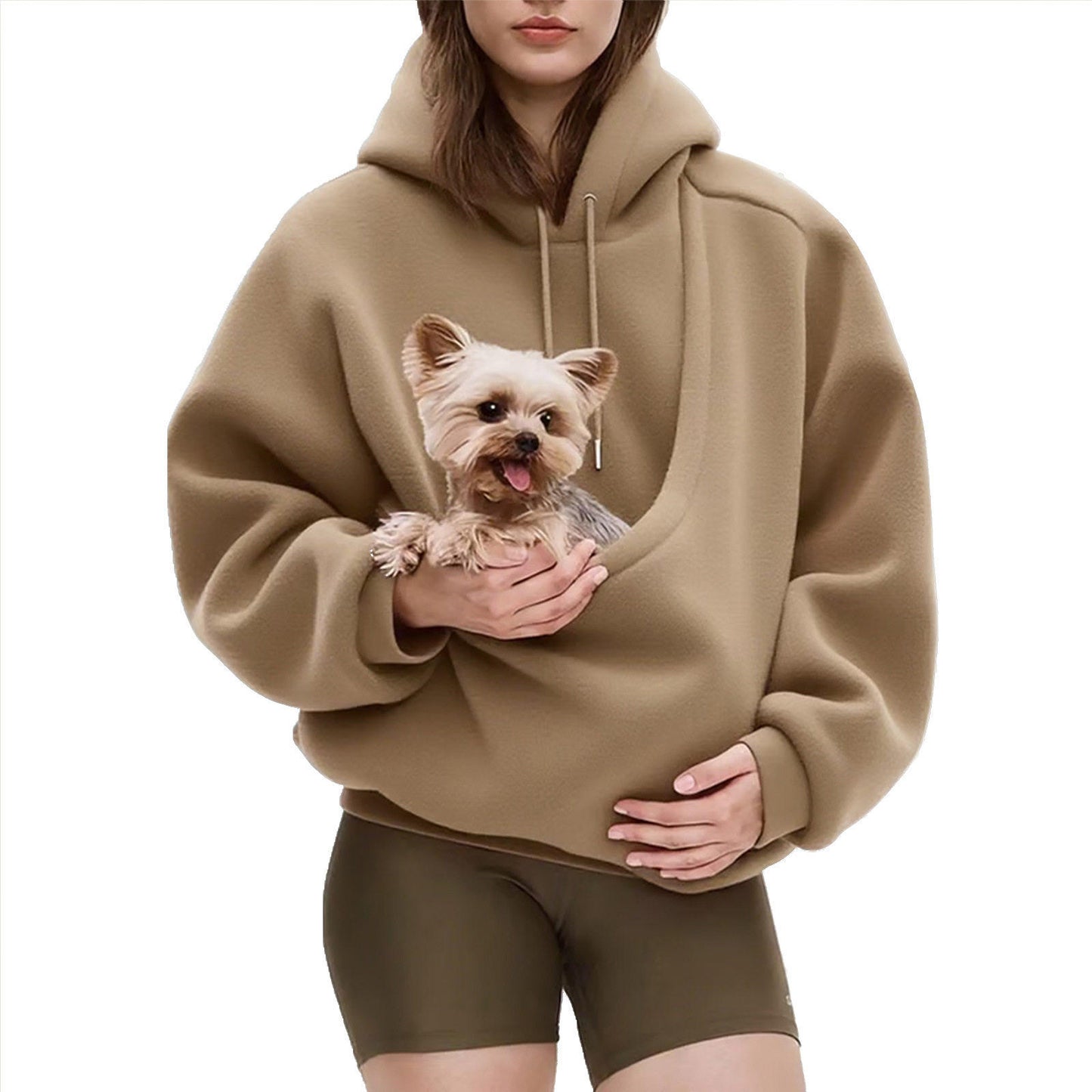 Hooded Plush Pet Carrier Sweatshirt | Stylish & Cozy Pet Transport