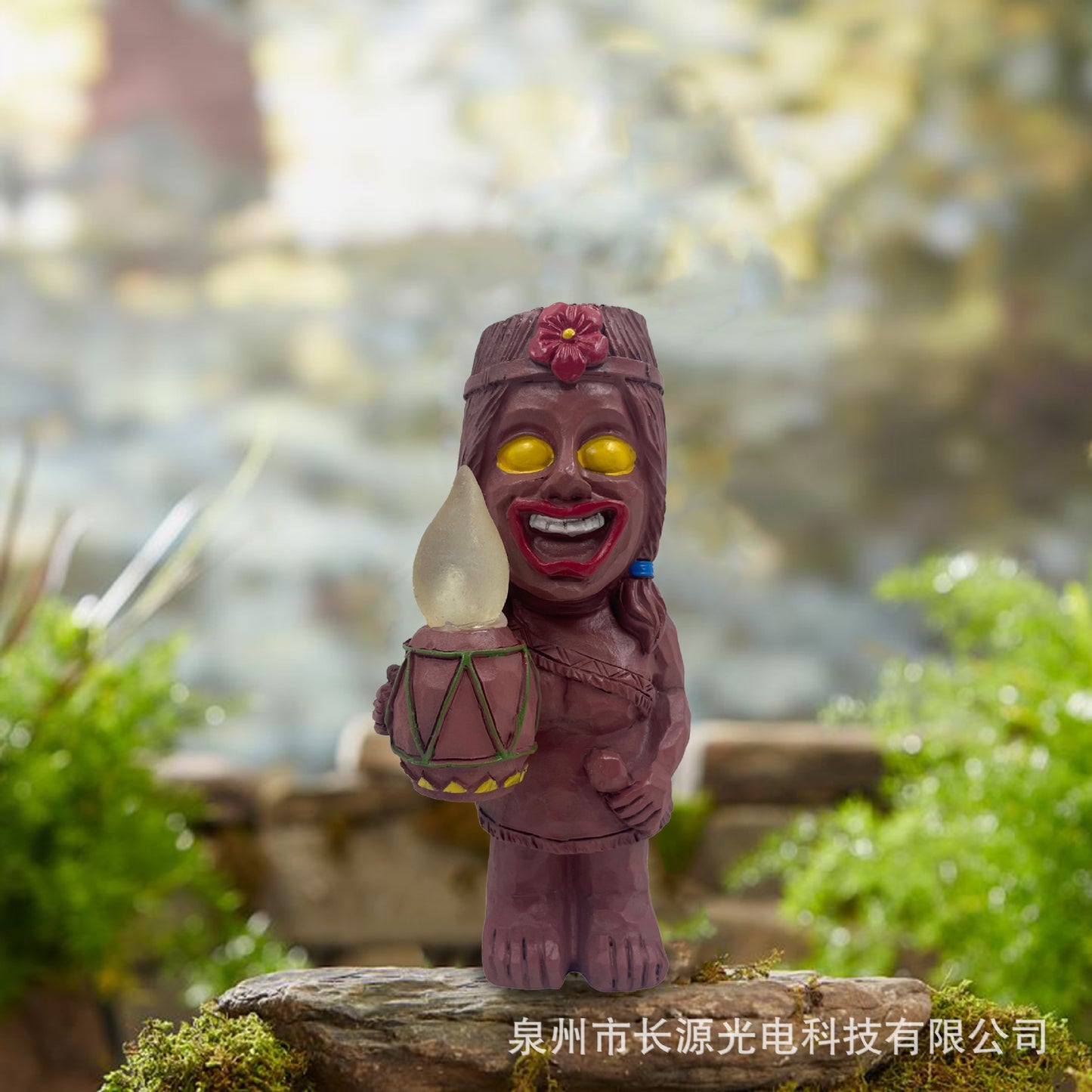 Smiley Totem Solar Resin Garden Decoration | Whimsical Outdoor Charm