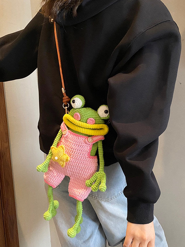 Quirky Frog Crochet Phone Crossbody Bag | Unique Fashion Accessory