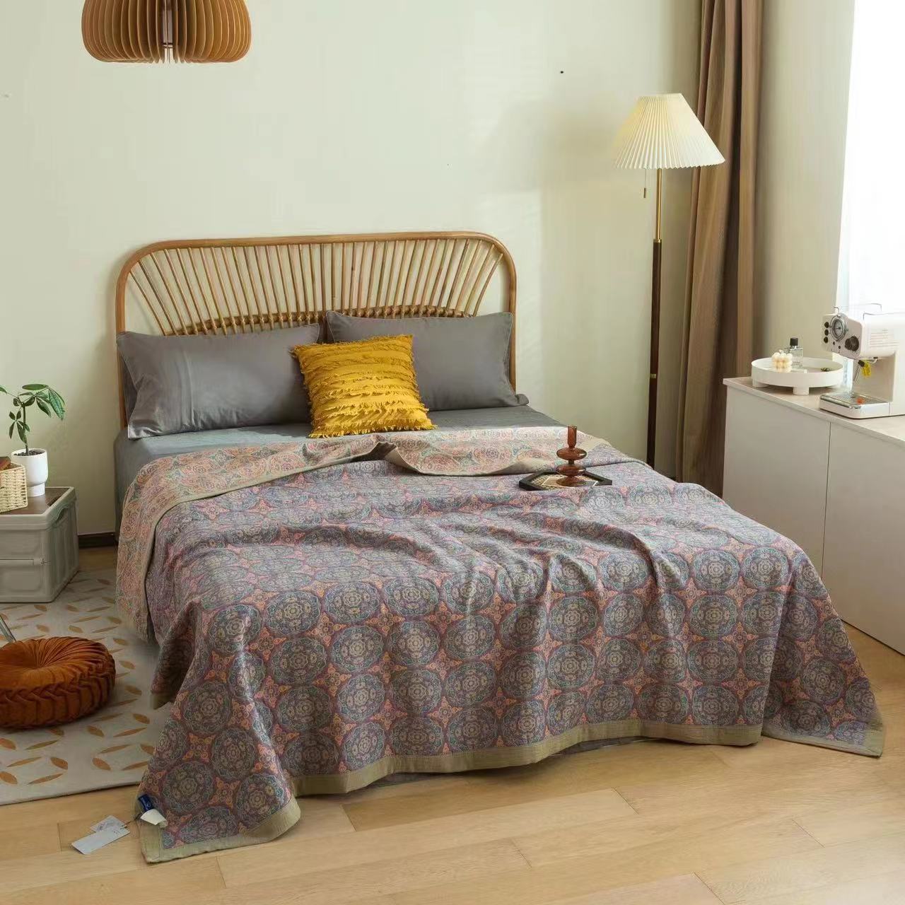 Jacquard Gauze Bed Cover Blanket | Elegant Lightweight Comfort