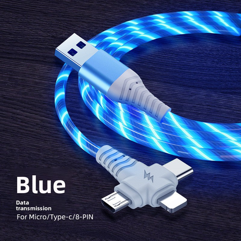 Rotating Multi-Head USB Fast Charging Cable with LED Light