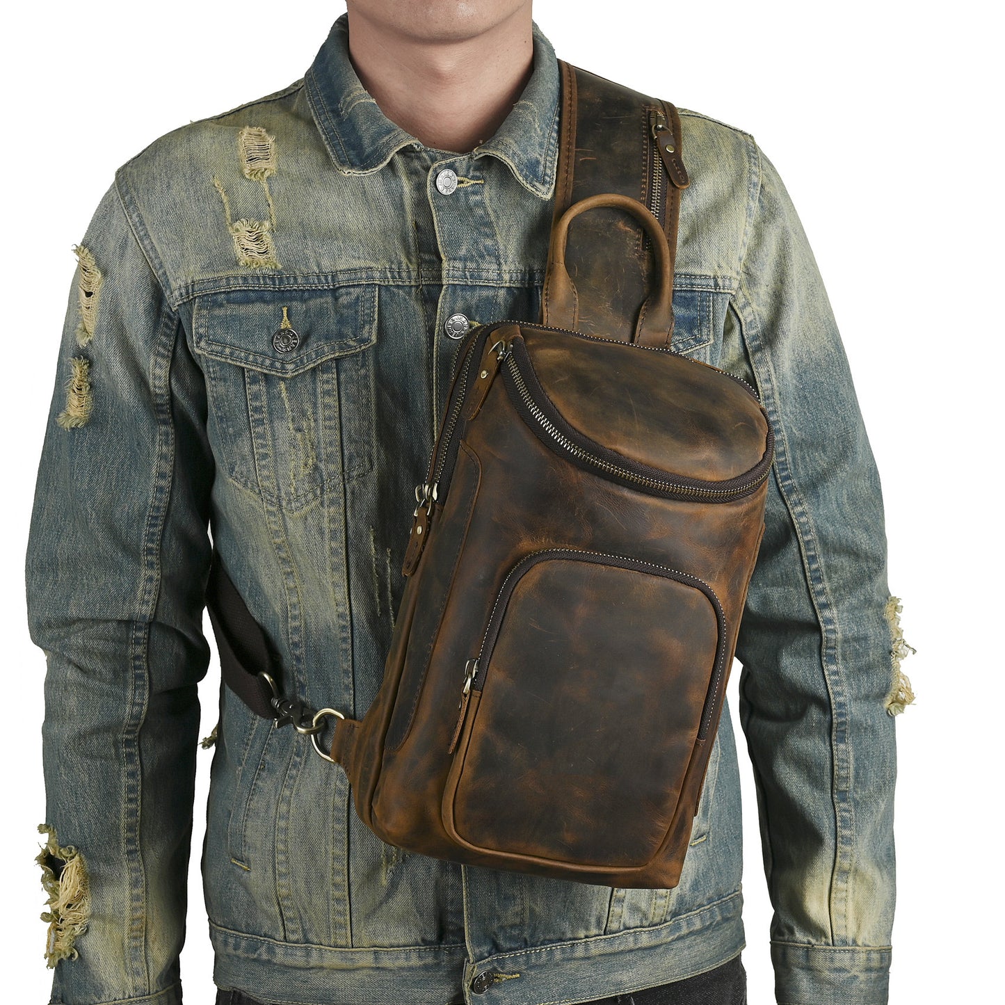 Retro Genuine Leather Chest Crossbody Bag | Stylish & Durable