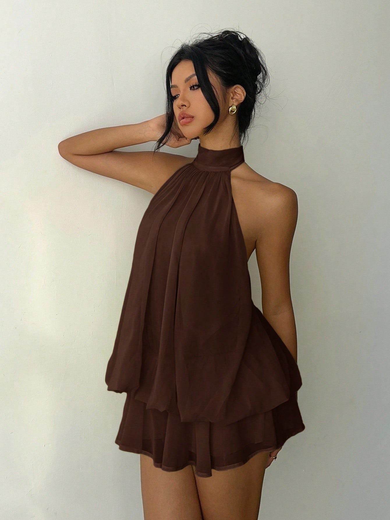 Stylish Short Skirt Dress | Sexy Backless Halter Neck Design
