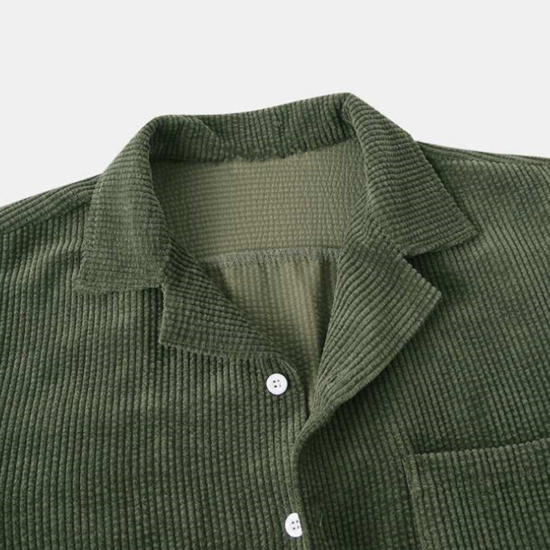 Men's Corduroy Short Sleeve Shirt and Shorts Set | Stylish Casual Apparel