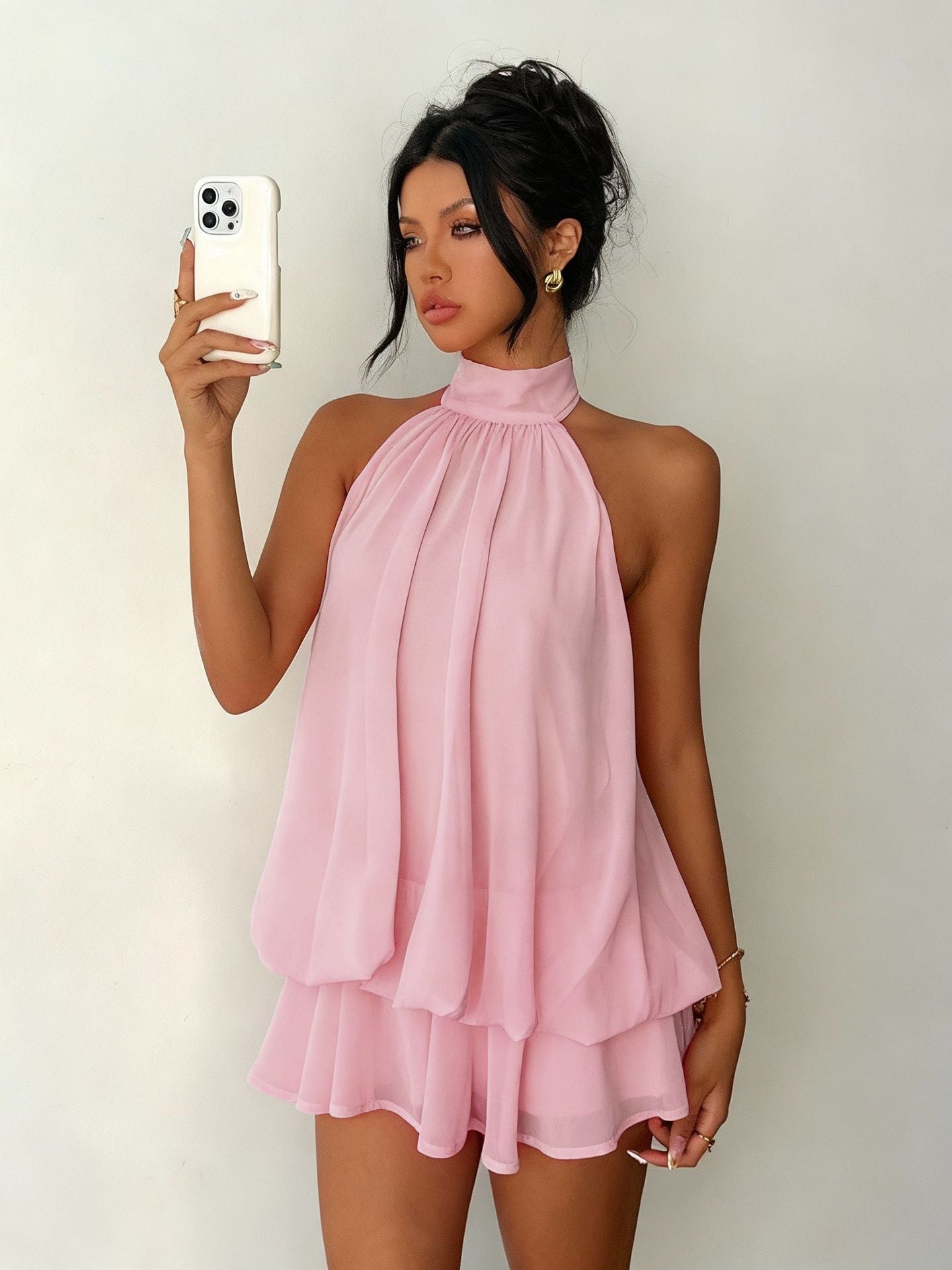 Stylish Short Skirt Dress | Sexy Backless Halter Neck Design