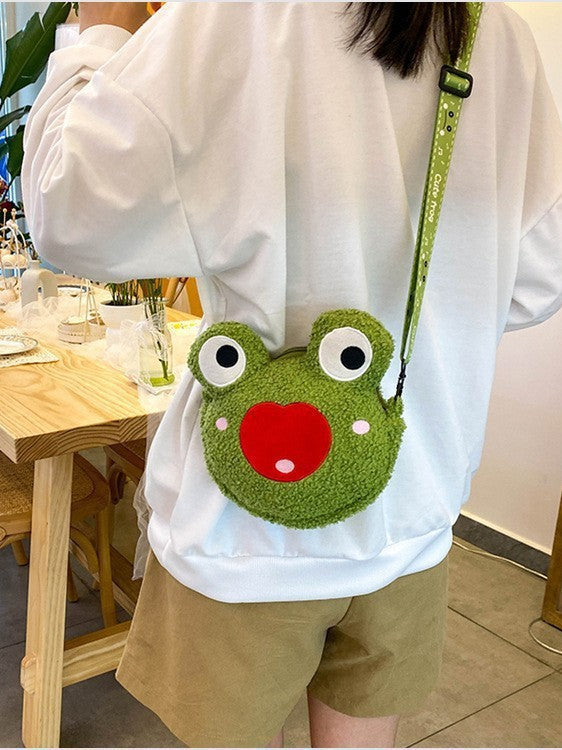 Cartoon Plush Frog Crossbody Bag | Cute & Trendy Accessory