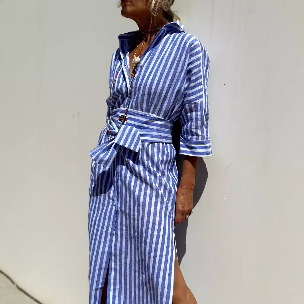 Stylish Women's Striped Polo Shirt Dress | Smart Casual Fashion