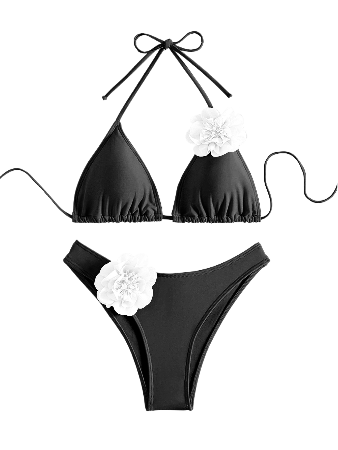 Solid Color Sexy Three-Dimensional Flower Bikini | Trendy Swimwear