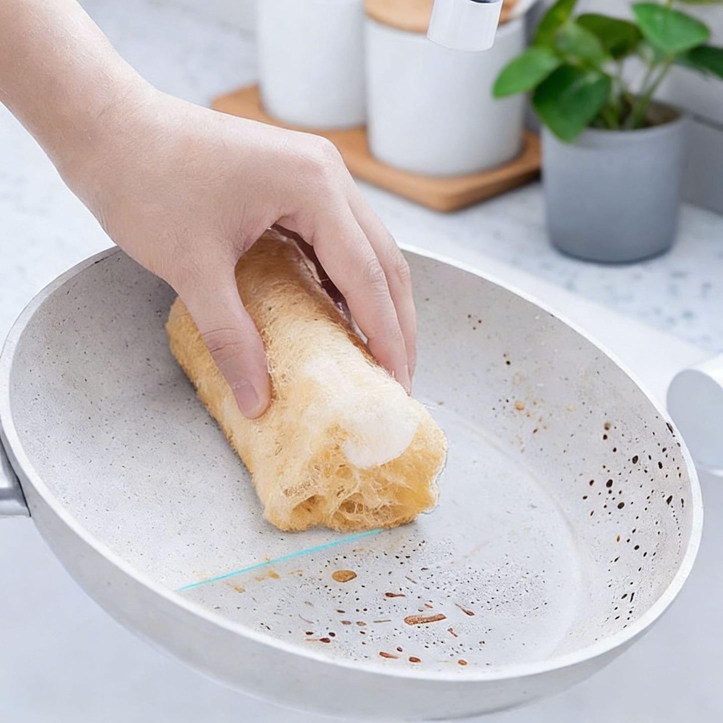 Eco-Friendly Natural Loofah Dish Scrubber | Durable Kitchen Cleaner