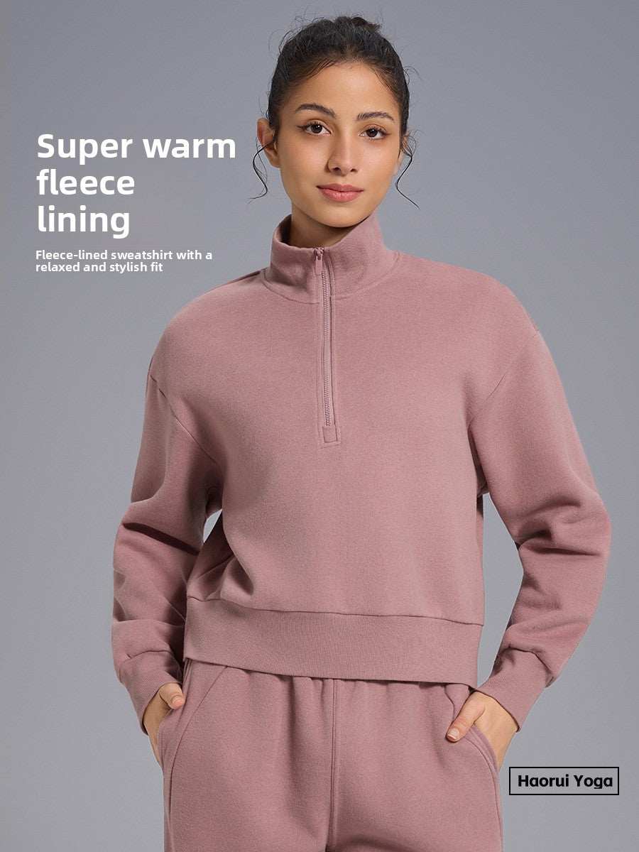 Women's Fleece-Lined Half-Zip Sweatshirt | Cozy & Versatile Style