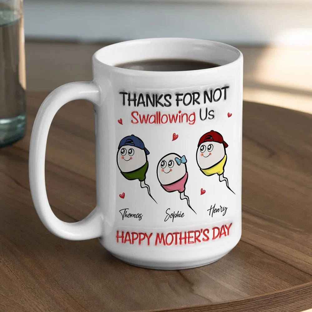 Family Cartoon Heart Design Ceramic Mug | Fun and Charming