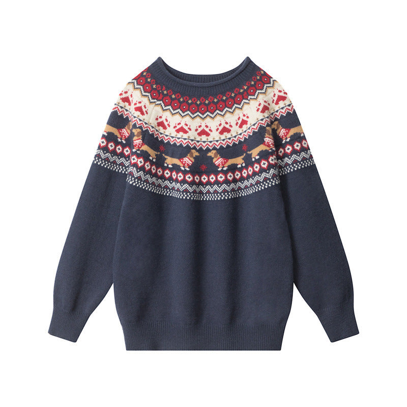 Vintage Fair Isle Contrast Sweater | Cozy Loose Fit Pullover