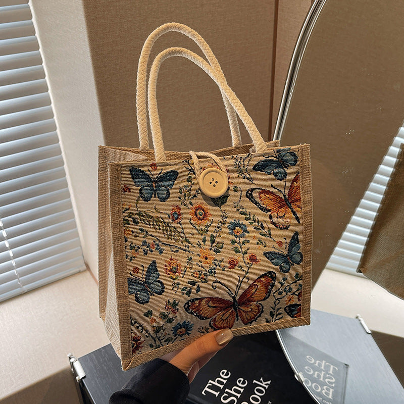 Stylish Linen Lunch Bag Handbag | Perfect for Everyday Use