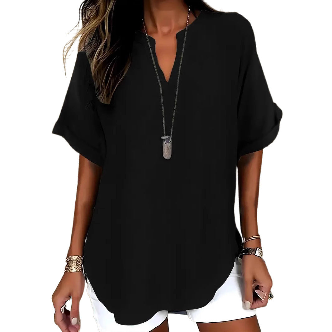 Loose Solid Color Women's Casual Shirt | Chic Summer Relaxation