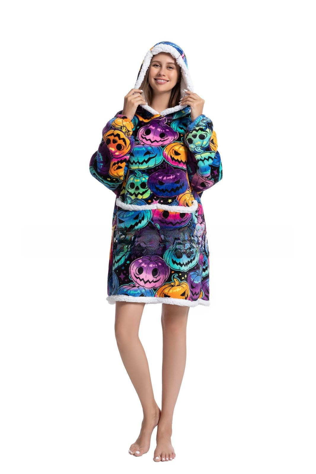 Cozy Lamb Wool Hooded Blanket Pullover | Warm & Soft Wearable Blanket